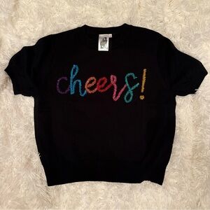 QOS Black 'Cheers!' Graphic Sweater